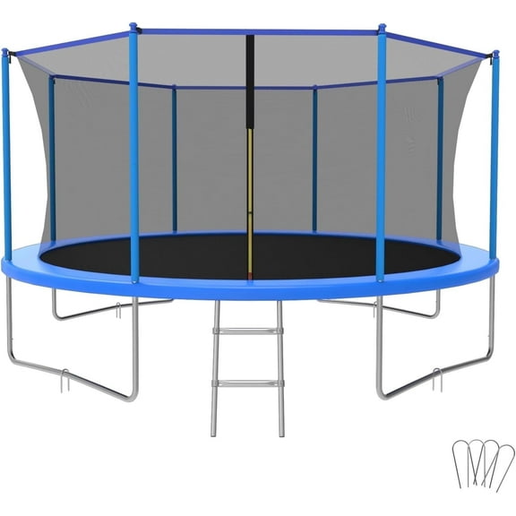 Fashionsport Outfitters 14FT Trampoline for Kids and Adults - Outdoor Trampoline with Safety Net - Anti Rust - Blue