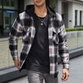 thumbnail image 2 of Men Shirts Casual Shirts Flannel Hooded Shirt Fall Winter Warmth Tee, 2 of 4