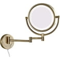 thumbnail image 3 of Wall-Mounted Makeup Mirror,8 inch Magnifying Double Sided Led Lighted Mirror,Bathroom Extendable 360° Swivel Shaving Cosmetic Vanity Mirror with Plug Switch,Brass,5X /Black/, 3 of 7