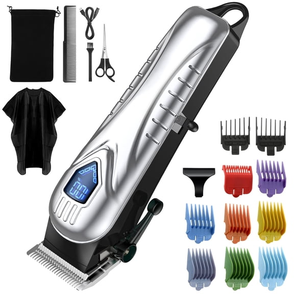 Professional Cordless Hair Clippers Trimmer Kit Men Cutting Machine & 10 Combs