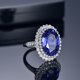 thumbnail image 5 of Imitación Azul Oscuro Tanzanites Piedra preciosa de color Anillo Abierto Cluster Set Zircon Anillo, 5 of 7