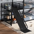 thumbnail image 5 of Harper & Bright Designs Full over Full Bunk Bed with Storage Stairs, Metal House Bunk Bed Frame with Slide and Guardrails for Boys Girls, Black, 5 of 14