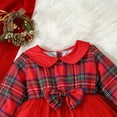 thumbnail image 7 of Tfken Christmas Dresses For Little Girls Child Crew Neck Long Sleeve Mesh Winter Plaid Print Red Dress Size 3-4 Years, 7 of 7