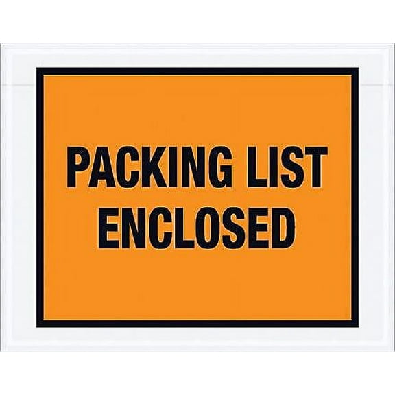 Staples Envelope 7" x 5.5" Orange Full Face "Packing List Enclosed" ENVPQ22