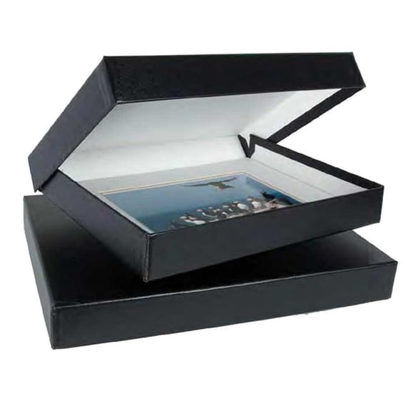 Archival Methods Onyx 8.5x11x2" Portfolio Box, 8.75x11.25", Black Buckram / White Lining