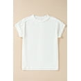 thumbnail image 6 of Chic Casual Short Sleeve Round Neck Tee - Textured White Top - [ZhiHiMeRi] | (US 8-10)M, 6 of 12