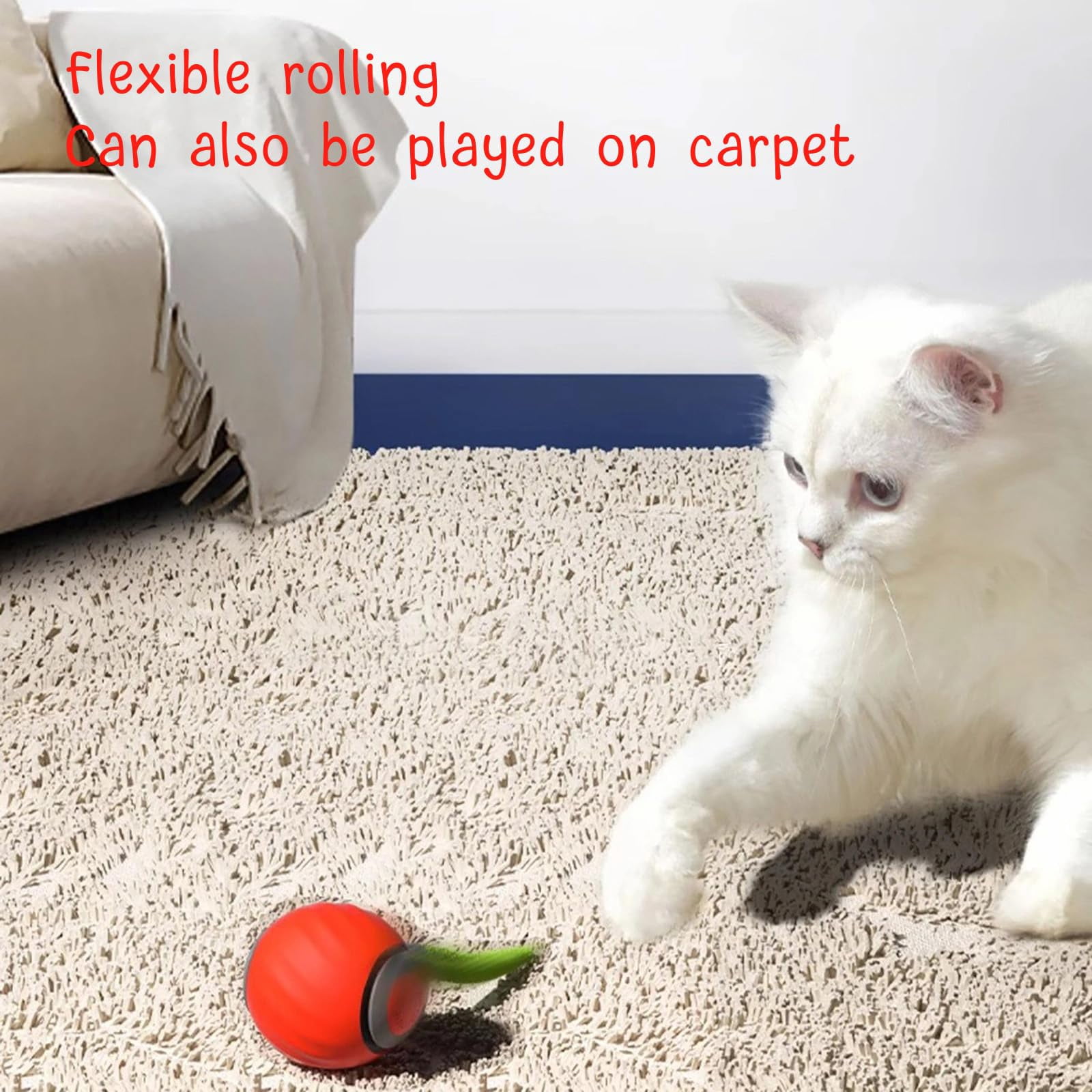 Speedy Tails 2.0, Interactive Speedy Tails Cat Toy for Indoor Cats, Automatic Moving Ball, USB Rechargeable Smart Cat Toys Ball, Two Speed Adjustment, with Replacement Tail