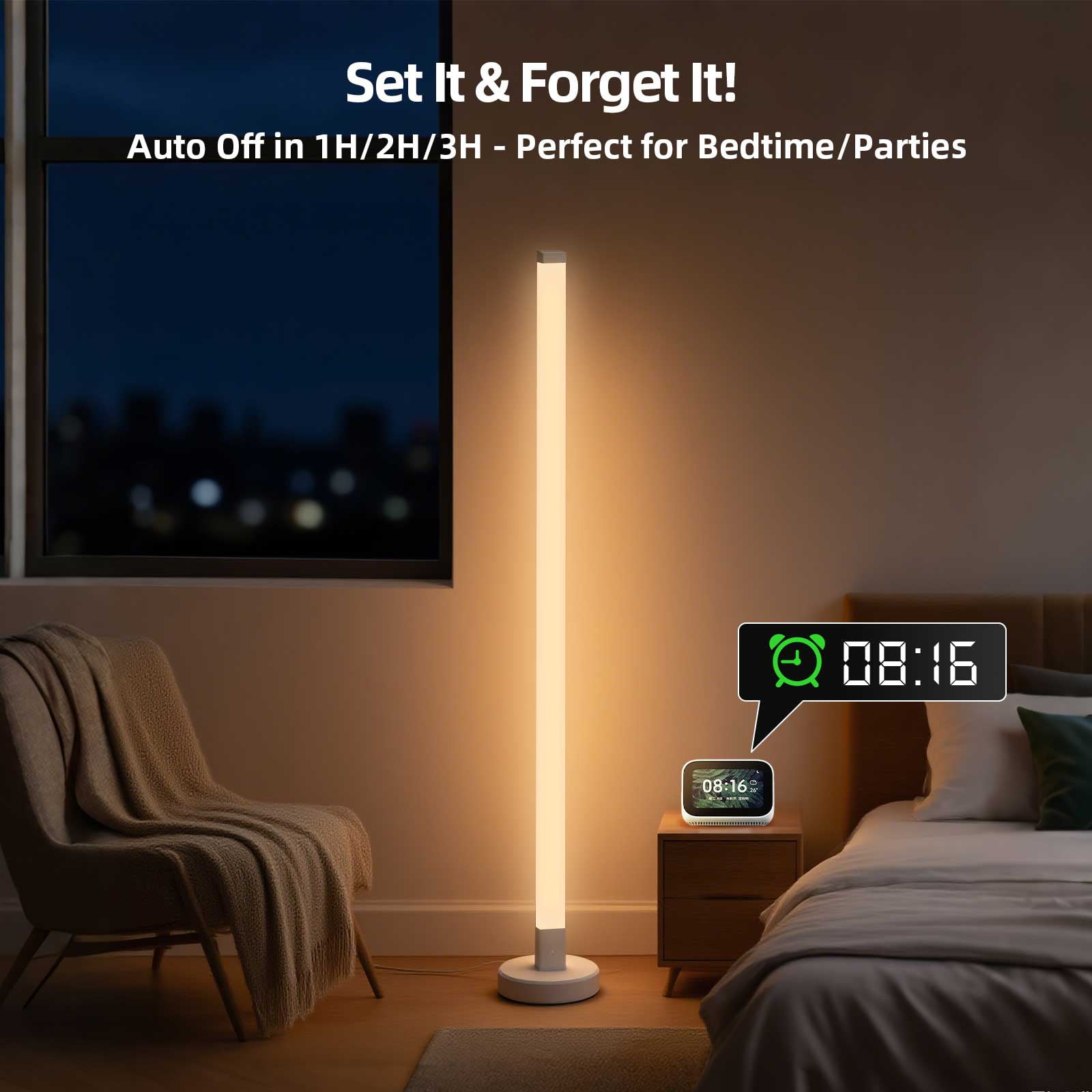 elice Smart Corner Floor Lamp,RGB LED Ambient Lighting with App & Remote Control, Music Sync, 16 Million Colors - Modern Lamp for Bedroom, Living Room, Gaming Room