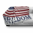 thumbnail image 2 of Fourth of July Soft Flannel Fleece Throw Blanket, USA National Flag with Freedom Wording Stripes and Stars, Cozy Plush for Indoor and Outdoor Use, 70" x 90", Ruby Night Blue, by Ambesonne, 2 of 5