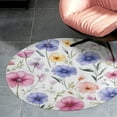 thumbnail image 4 of Floral Watercolor Pattern_3 Round Area Rugs for Bedroom Living Room, 5FT Soft Comfy Indoor Circle Carpets, Carpet Home Decor Floor Mat, 4 of 6