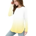 thumbnail image 7 of YUNAFFT Girls Ombre T-Shirt Long Sleeve Round-Neck Blouse with Side Slit Comfort Fit Stretchy Soft Fabric 2-12Y, 7 of 7