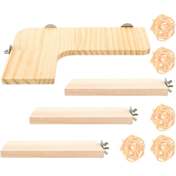 Guinea Pig Toys Hamster Accessories for Cages Squirrel Climbing Board Perch Stand for Chinchilla Hamster Jumping Platform Shelf Wood