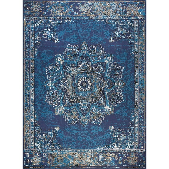 Traditional Oriental Medallion Distressed Area Rug 8x10 Multicolor Rugs 5x8