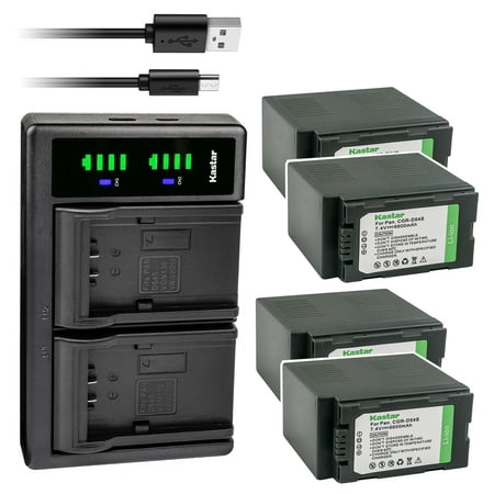 Kastar 4-Pack CGA-D54 Battery and LTD2 USB Charger Replacement for Panasonic NV-MX350 NV-MX350A NV-MX350B NV-MX350EN Camera Panasonic VW-VBD29 VW-VBD55 CGA-D54 CGA-D54S CGA-D54SE Battery