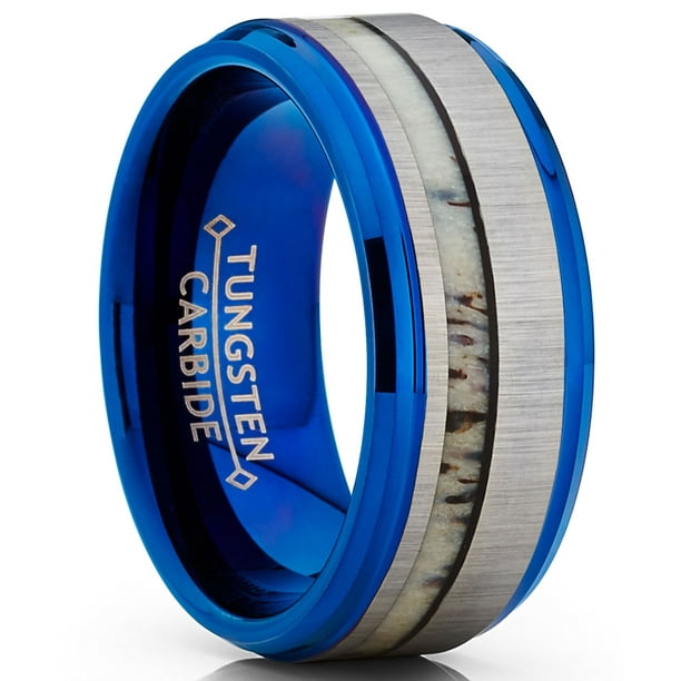RingWright Co. Men's Tungsten Carbide Blue Wedding Band Ring Real