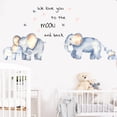 thumbnail image 2 of 2 calcomanías de pared de dibujos animados de elefante de 23.6 x 11.8 pulgadas, pegatinas de pared impermeables de elefante y bebé, papel tapiz autoadhesivo extraíble, calcomanías de decoración de par, 2 of 10