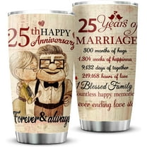 25th Anniversary Tumbler Gifts, 25th Anniversary Wedding Gifts for Couple Parents Friends, 25 years Silver Anniversary Tumbler Gifts for Him or Her, 20oz Insulated Cup Present(1 PC)