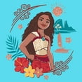 thumbnail image 2 of Girl's Moana 2 Fearless Adventurer Moana Floral Portrait Graphic Cropped T-Shirt, 2 of 3