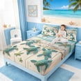 thumbnail image 3 of Manfei 3D Turtle Starfish Full Size Sheets for Kids Boys and Girls, Coastal Print Bed Sheets 4 Pieces, 1 Flat Sheet, 1 Fitted Sheet and 2 Pillowcases, 3 of 6