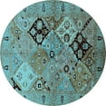 thumbnail image 1 of Ahgly Company Indoor Round Oriental Light Blue Industrial Area Rugs, 5' Round, 1 of 4