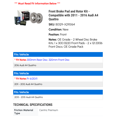thumbnail image 2 of Front Brake Pad and Rotor Kit - Compatible with 2011 - 2016 Audi A4 Quattro 2012 2013 2014 2015, 2 of 2