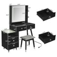 thumbnail image 7 of Smuxee Modern Vanity Table Set with LED Mirror and 2 Shelves,4 Drawers,Bedroom Dressing Table,Black, 7 of 7