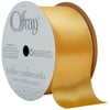 Offray Ribbon, Yellow Gold 1 1/2 inch Single Face Satin Polyester Ribbon, 12 feet