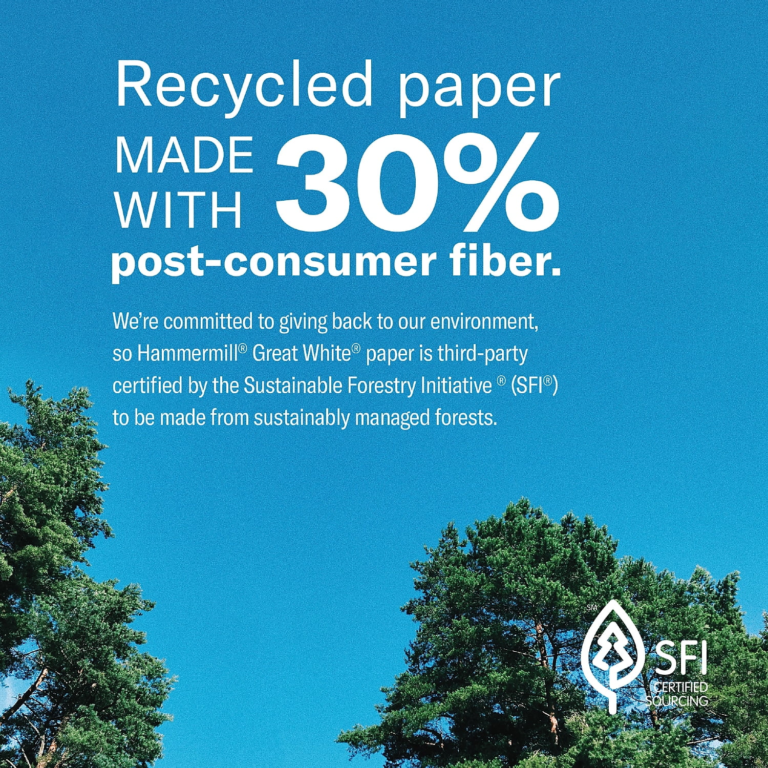 GREAT WHITE 30 RECYCLED PRINT PAPER, 92 BRIGHT, 20LB, 8.5 X 11, WHITE, 500 SHEETS/REAM, 10 REAMS/CARTON