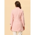 thumbnail image 4 of Abrigo de invierno Allegra K para mujer Rosa XL con bolsillos inclinados y doble botonadura, 4 of 6