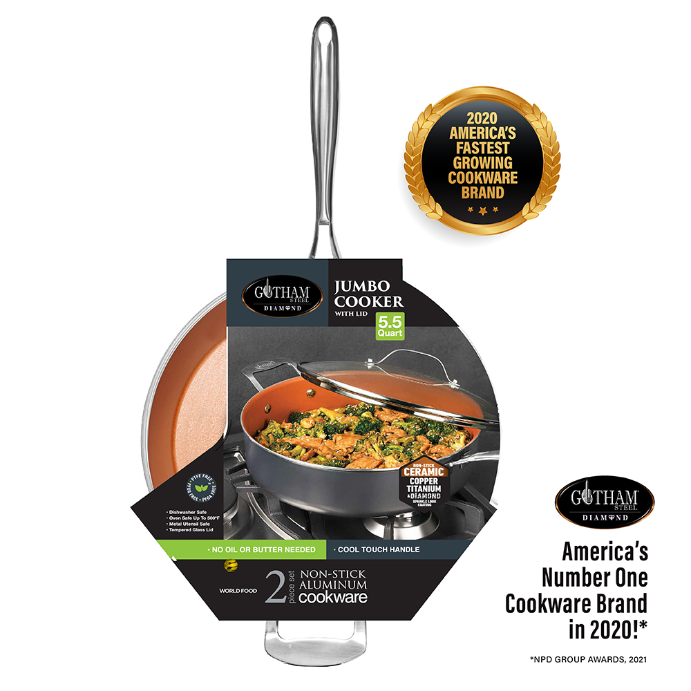 Gotham Steel 12-Inch Jumbo Skillet with Lid photo 7