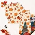thumbnail image 5 of NOLDARES Toddler Baby Girl Halloween Pajamas Pumpkin Long Sleeve Top Pants Kids Sleepwear Pjs, 5 of 8