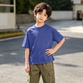 thumbnail image 4 of Acaics Boys Short Sleeve T-Shirt, Kids Oversized Crew Neck Vintage Washed Soft Solid Color Casual Top, Fashion Street Outfit for Summer Daily Wear, 4 of 8