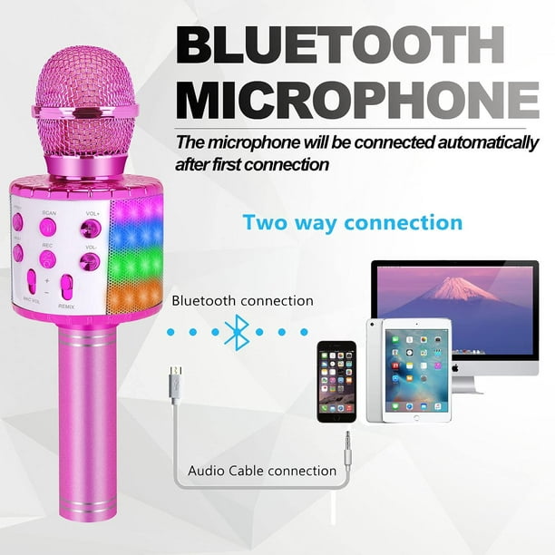 HISRFO Microphone karaoké Bluetooth pour enfants adultes : Micro karaoké  sans fil pour chanter