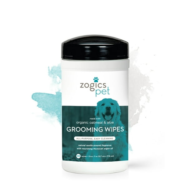 Zogics Pet MultiPurpose Dog Grooming Wipes with Organic Oatmeal & Aloe