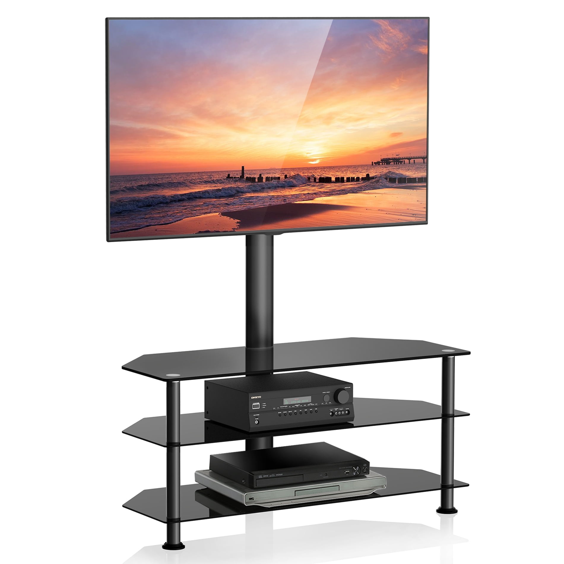FITUEYES Swivel Mount Floor TV Stand Height Adjustable Flat Panel 