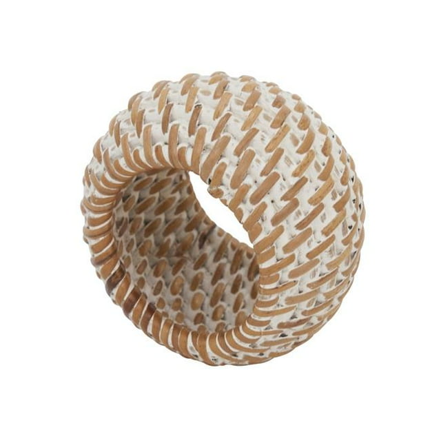 2.4 in. Woven Rattan Napkin Rings, White - Set of 4