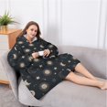thumbnail image 5 of Oversized Wearable Blanket Hoodie,Dark Blue Sun Moon Star Pattern Sherpa Blanket Hoodie with Super Pockets,Super Warm Fuzzy Pullover for Women & Men, 5 of 6