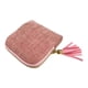thumbnail image 1 of Estuche organizador de joyas de viaje pequeño con borlas de terciopelo y cierre de cremallera. Rosa claro, 1 of 8