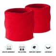 thumbnail image 3 of Suddora Wrist Sweatbands - Athletic Cotton Terry Cloth Wristband Pair, Bulk 20 pack, Red, 3 of 5