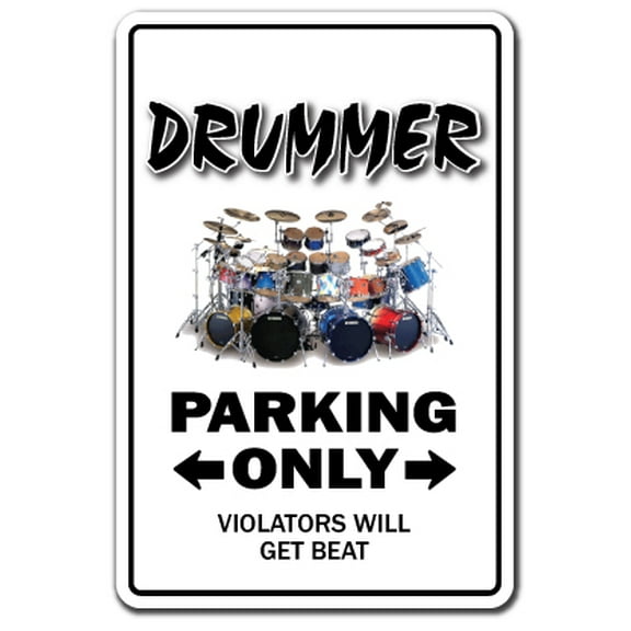 DRUMMER Sign drum set instrument music sticks cymbals hi hat | Indoor/Outdoor | 20" Tall