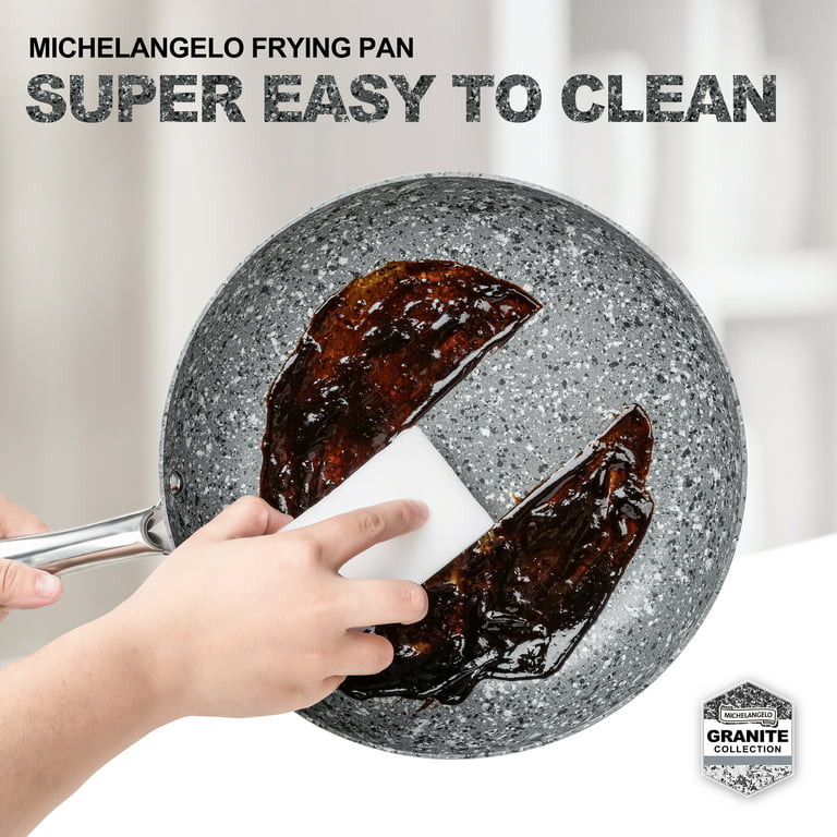 MICHELANGELO Frying Pan Set with Lid, 10 & 12 Fry Pan Set with 100% APEO  & PFOA-Free Stone-Derived Interior, Nonstick Frying Pans, Granite Fry Pans