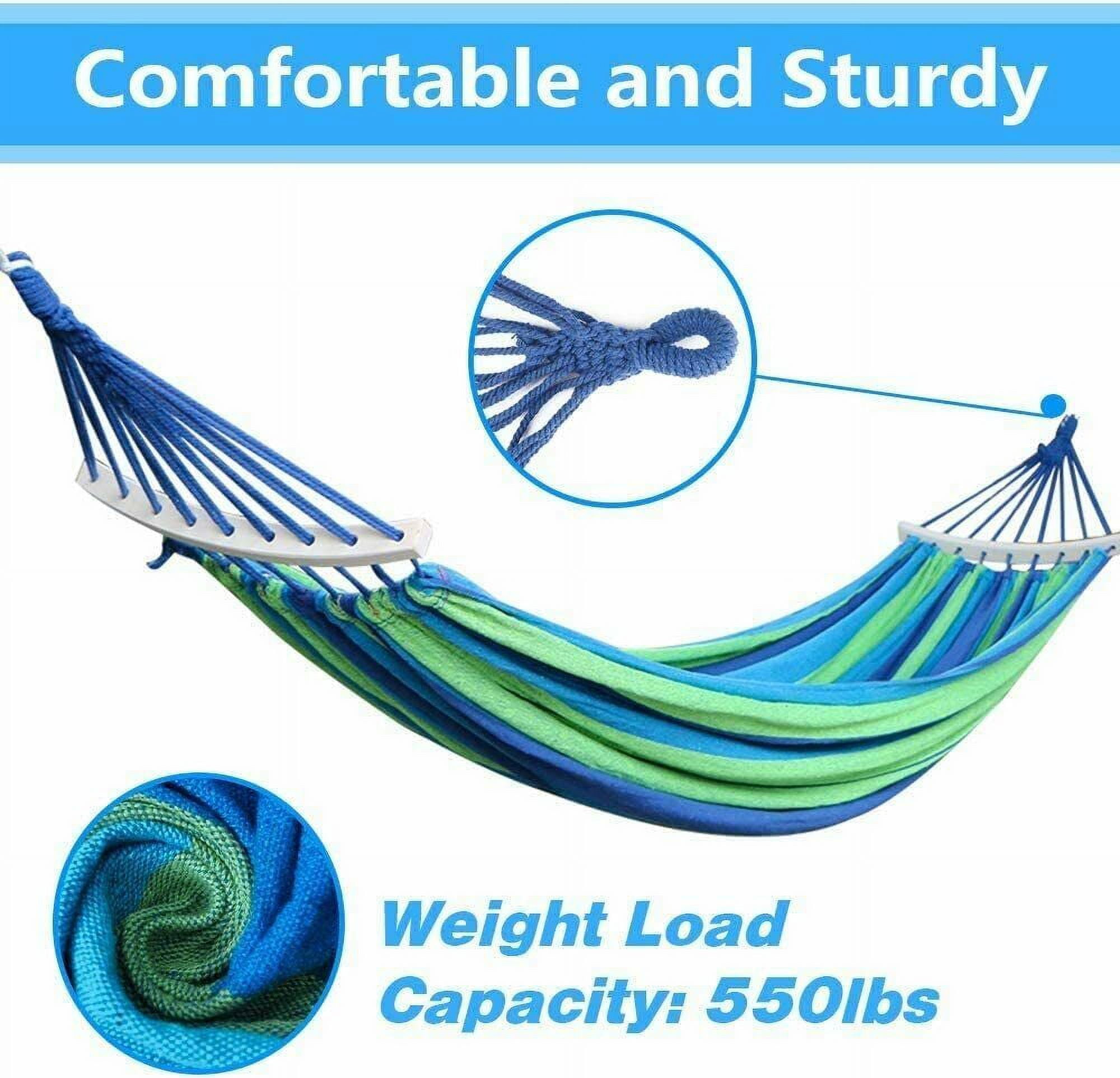 YouLoveIt Portable Camping Hammock 2 Person Cotton Hammock Travel Outdoor Tree Hammock Durable Canvas Fabric Hammock with Carrying Bag for Travel, Beach, Backyard, Camping