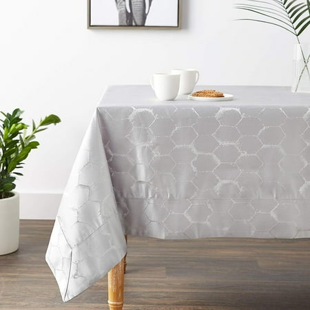 

Violet Linen Premium Honeycomb Damask Polyester Jacquard Silver 70 Inch by 120 Inch Seats 10 to 12 Pepole Tablecloths