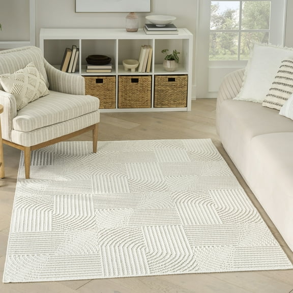 Nourison Textured Home 5'3" x 7' Ivory Modern Indoor Rug