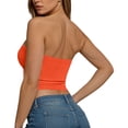 thumbnail image 4 of idosla Womens Tube Top Summer Going Out Tops Strapless Y2K Bandeau Spring Fitted Shirts Beach Vacation Clothes (Orange, L), 4 of 6