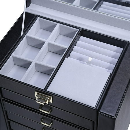 Sortwise Jewelry Box Table Top Large Leather Jewelry Chest 6