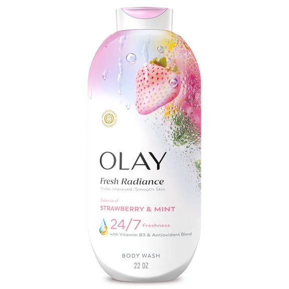 Olay Fresh Radiance Body Wash with Essence of Strawberry and Mint, Vitamin B3 and Antioxidant Blend