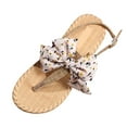 thumbnail image 5 of Bow Flats Flip Flop Sandals for Women Girls 2025 Summer Beach Casual Straw Sole Thong Dressy Sandals, 5 of 7