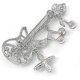 thumbnail image 3 of Rhodium Plated Clear Crystal Guitar with Musical Charms Brooch - 45mm Across, 3 of 5