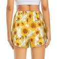 thumbnail image 2 of Lsque White Marble Pattern Sunflower Printed Women's Running Shorts with Liner Pockets,Elastic Quick Dry Workout Athletic Gym Yoga Shorts,Womens High Waist Shorts-XX-Large, 2 of 9